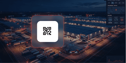 Industrial warehouse complex with QR code asset tagging interface